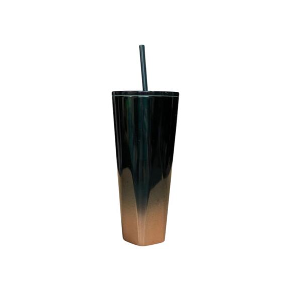Starbucks 2023 Holiday Tumbler Stainless Steel Cup Straw Green Rose Gold Ombre - Picture 2 of 4